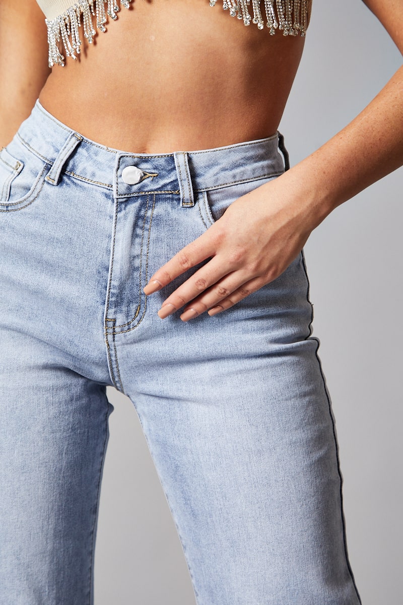 Light Blue Straight Leg Baggy Jeans - Marigold