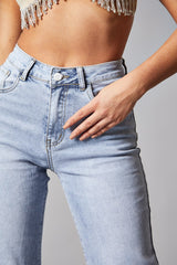 Light Blue Straight Leg Baggy Jeans - Marigold