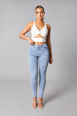 Light Blue High Waist Skinny Jeans - Nixi