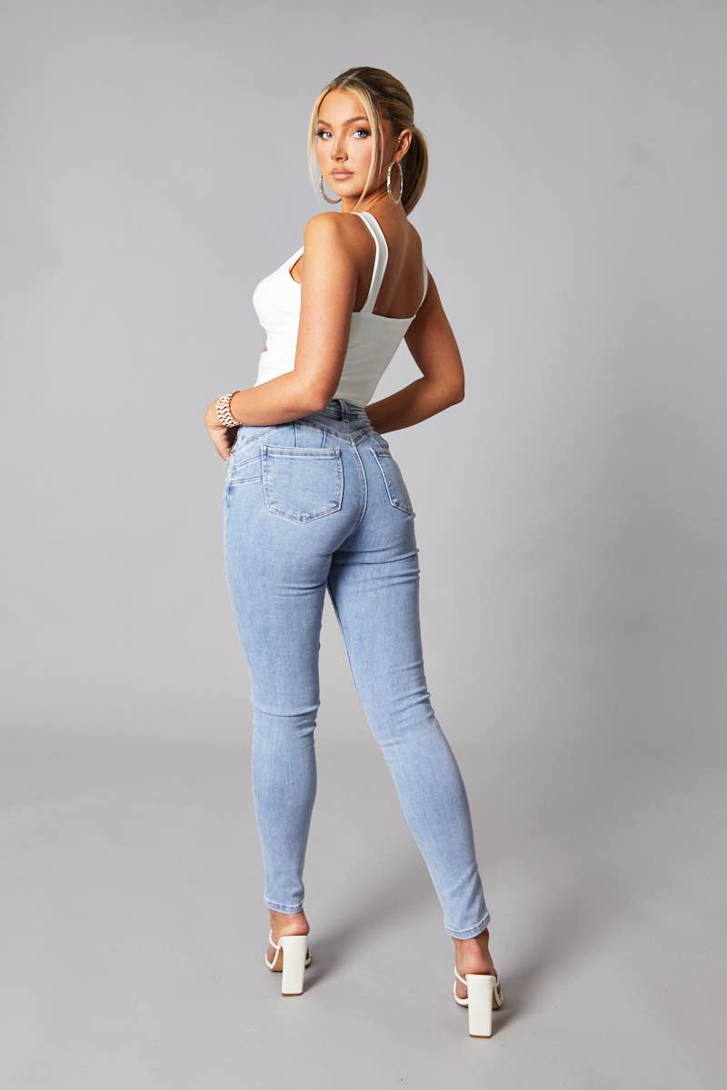 Light Blue High Waist Skinny Jeans - Nixi