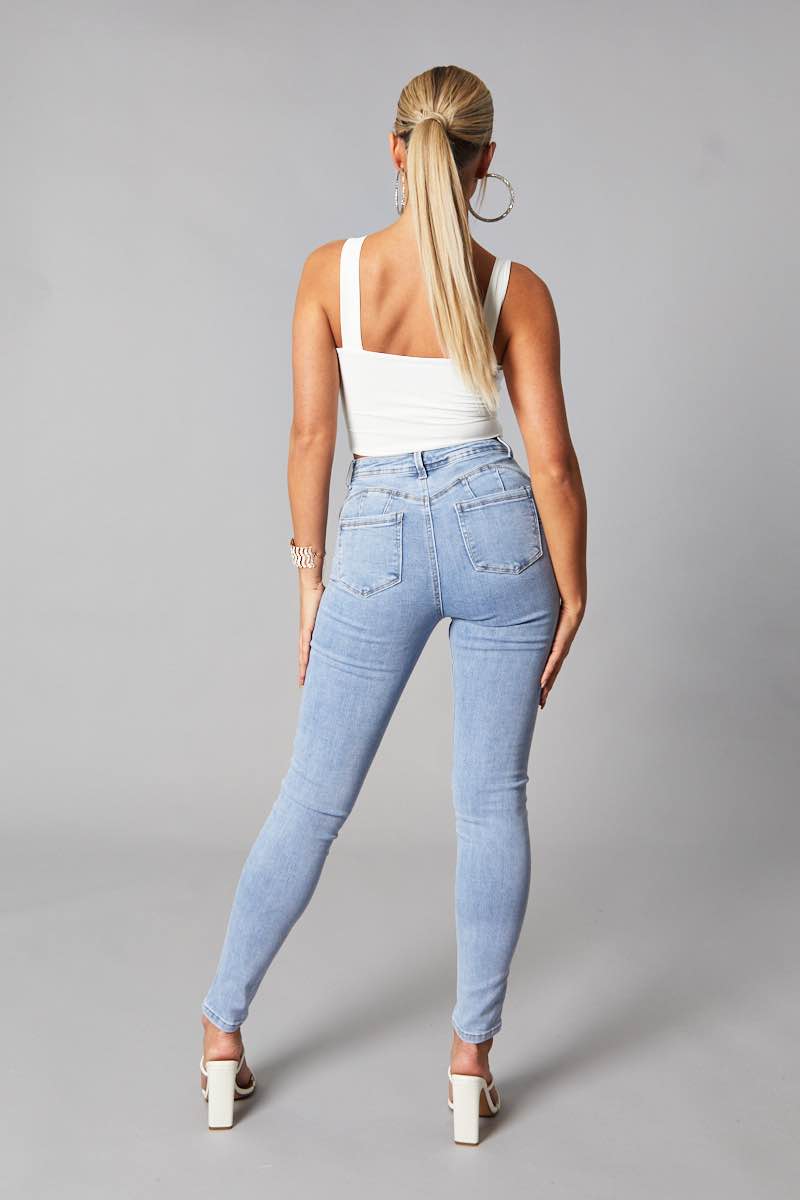 White Twist Front Cut Out Cropped Top - Nila