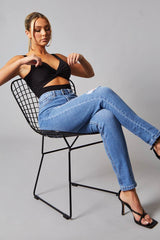 Mid Blue Distressed Straight Jeans - Atria