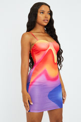 Multi Abstract Print Bodycon Mini Dress - Kim