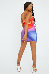 Multi Abstract Print Bodycon Mini Dress - Kim