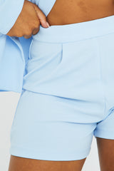 Blue High Waist Tailored Shorts - Dasha