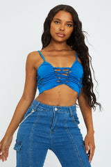 Blue Knot Cut Out Crop Top - Paris