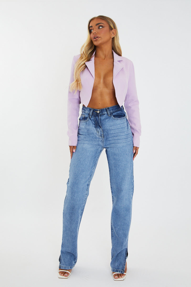 Lilac Cropped Tailored Blazer - Ira