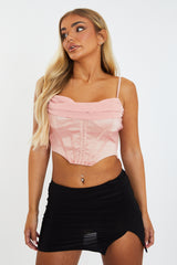 Pink Cowl Look Corset Crop Top - Liberty