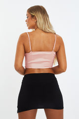 Pink Cowl Look Corset Crop Top - Liberty