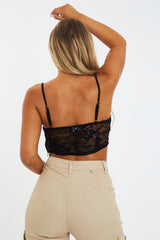 Black Lace Corset Style Crop Top - Nicole