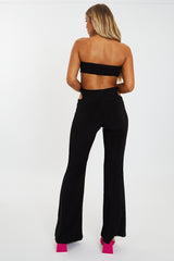 Black Bandeau Cut Out Jumpsuit - Evra