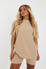 Stone Towelling T-Shirt & Shorts Set - Iman