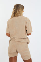 Stone Towelling T-Shirt & Shorts Set - Iman