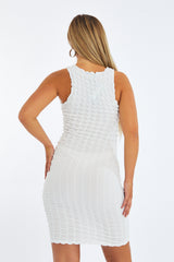 White Puff Fabric Mini Dress - Dani