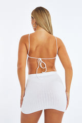 White Knitted Crop Top & Mini Skirt Set - Kelsey