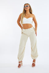 Beige Toggle Detail Cargo Trousers - Izara