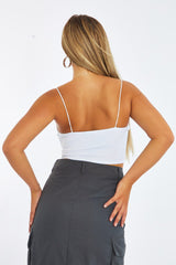 White Corset Detail Cropped Top - Cosima