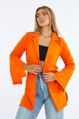 Orange Slit Detail Oversized Longline Blazer - Sibyl