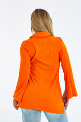 Orange Slit Detail Oversized Longline Blazer - Sibyl