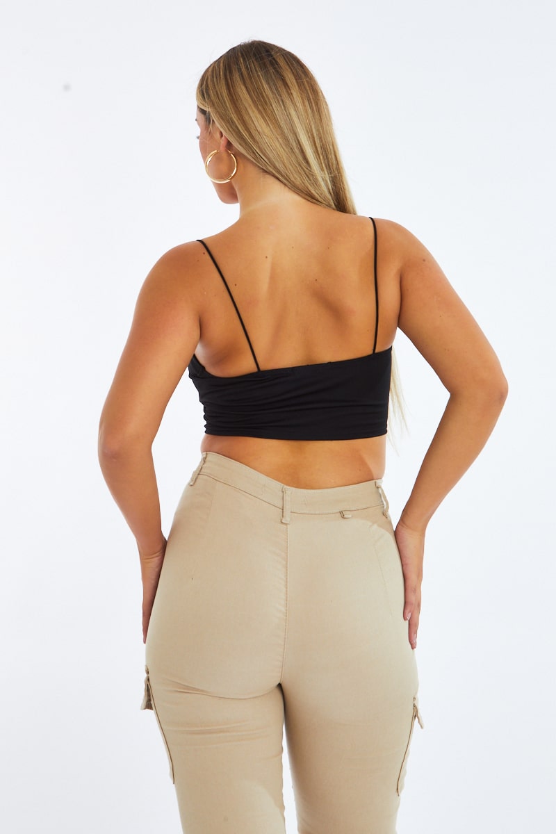 Black Corset Detail Cropped Top - Cosima