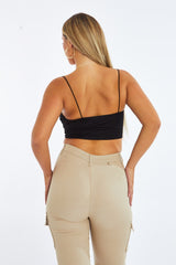 Black Corset Detail Cropped Top - Cosima