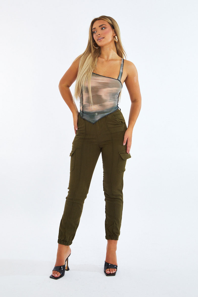 Tie Dye Print Mesh Asymmetric Crop Top - Filippa