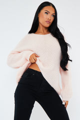 Blush Scoop Neck Fluffy Jumper - Ameliah