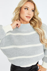 Grey Chunky Knit striped Jumper - Pari