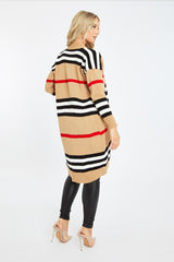 Camel Knit Oversized Striped Cardigan - Pai