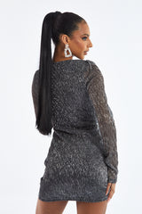 Silver Side Ruched Mini Dress - Delvine