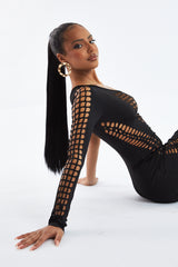 Black Cutout One Sleeve Mini Dress - Helen