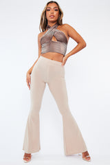 Stone Flared Slinky Trousers - Teena
