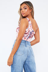 Brown Marble Print Crop Top  - Kamri