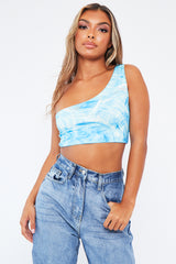 Blue Marble Print Crop Top  - Kamri