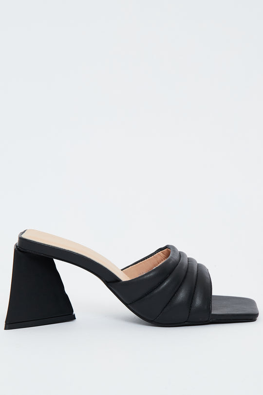 Black Padded Look Mules - Uma