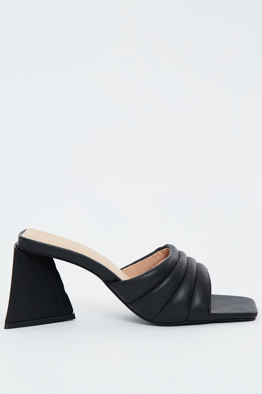 Black Padded Look Mules - Uma