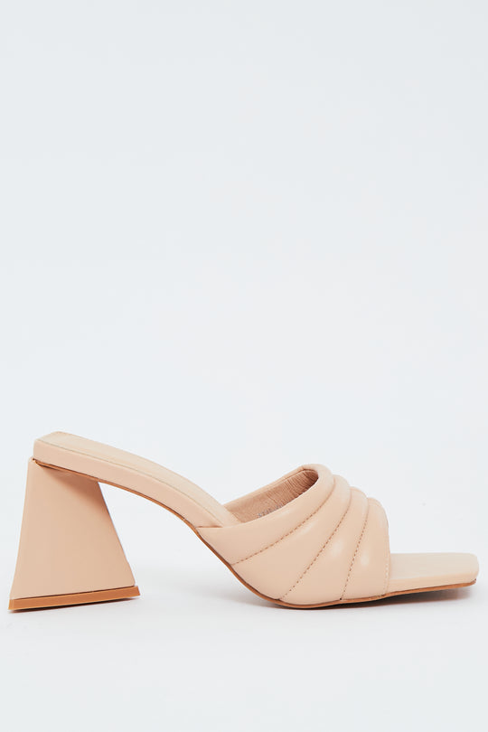 Nude Padded Look Mules - Uma