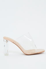 Nude Clear Peep Toe Perspex Heels - Silva