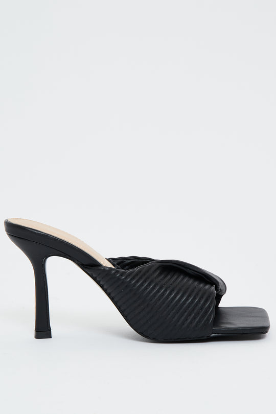 Black Square Toe Crossover Heels - Veva