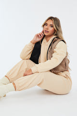 Black Camel Reversible Cropped Puffer Gilet - Naava