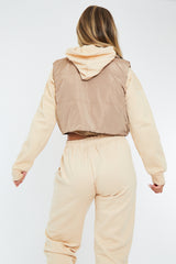 Black Camel Reversible Cropped Puffer Gilet - Naava