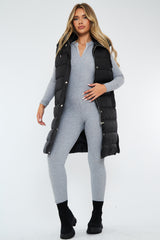 Black Longline Side Zip Gilet - Ilisha