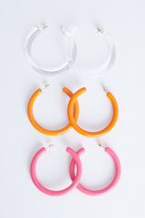 3 Pack Colourful Hoop Earrings - Laria-Accessories