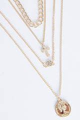 4 Layered Gold Necklace with Pendants - Mady-Accessories