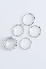 5 pack Silver Rings - Lianna-Accessories