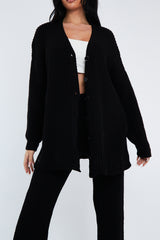 Black Oversized Knit Cardigan & Trouser Set - Marra