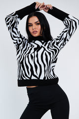 Black White Zebra Print Jumper - Tylin