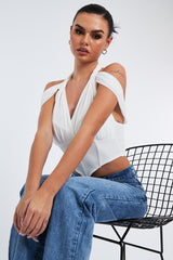 White Mesh Corset Halter Neck Crop Top - Soleen