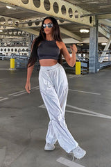 White Toggle Parachute Cargo Trousers - Alura