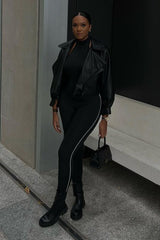 Black Contrast Stitch Detail Halter Neck Jumpsuit - Amy